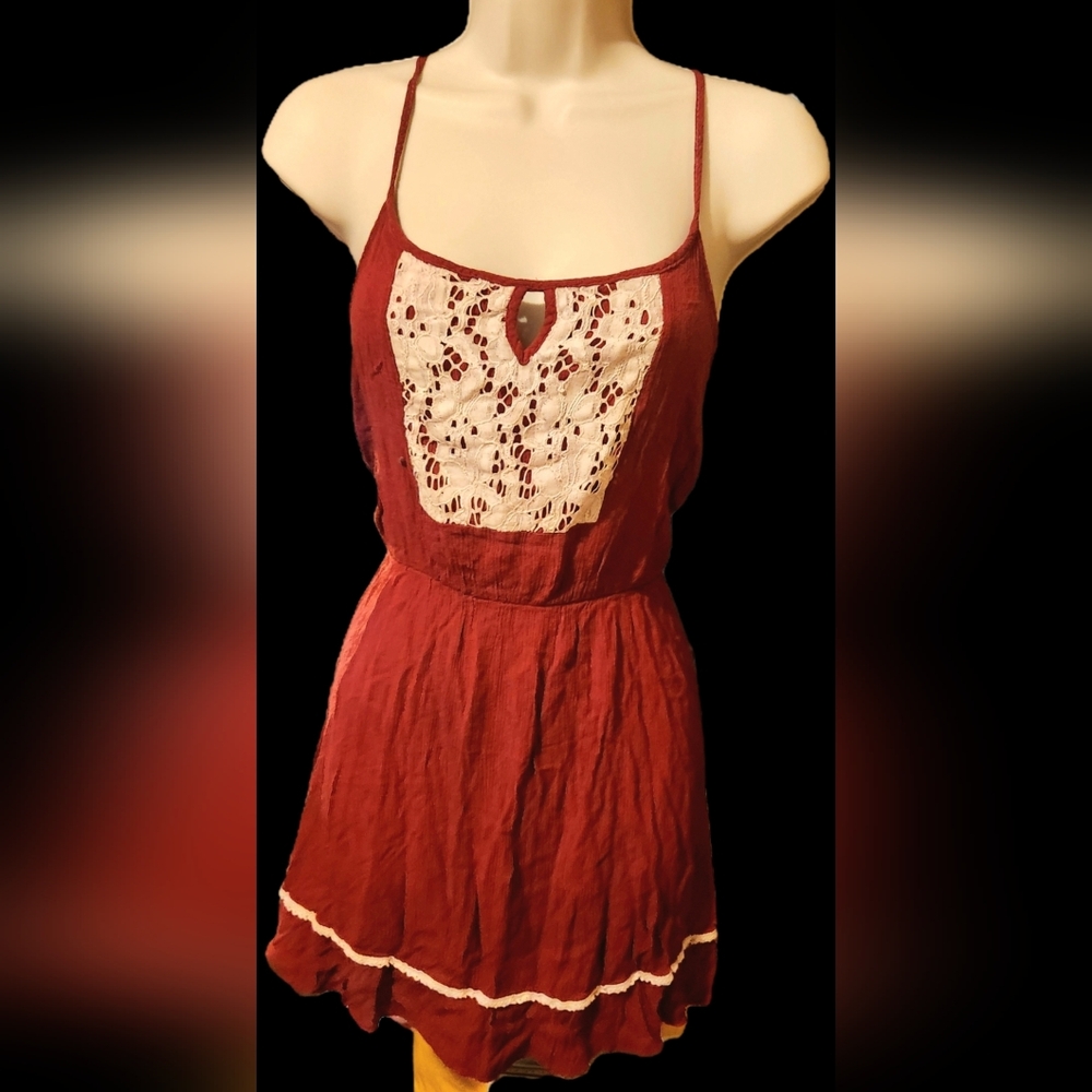 Flowy Red Cottagecore Dress- Size M (?)